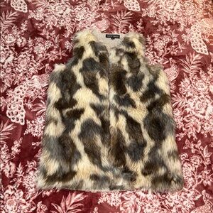 Almost Famous Faux Fur Vest in Cream and Brown